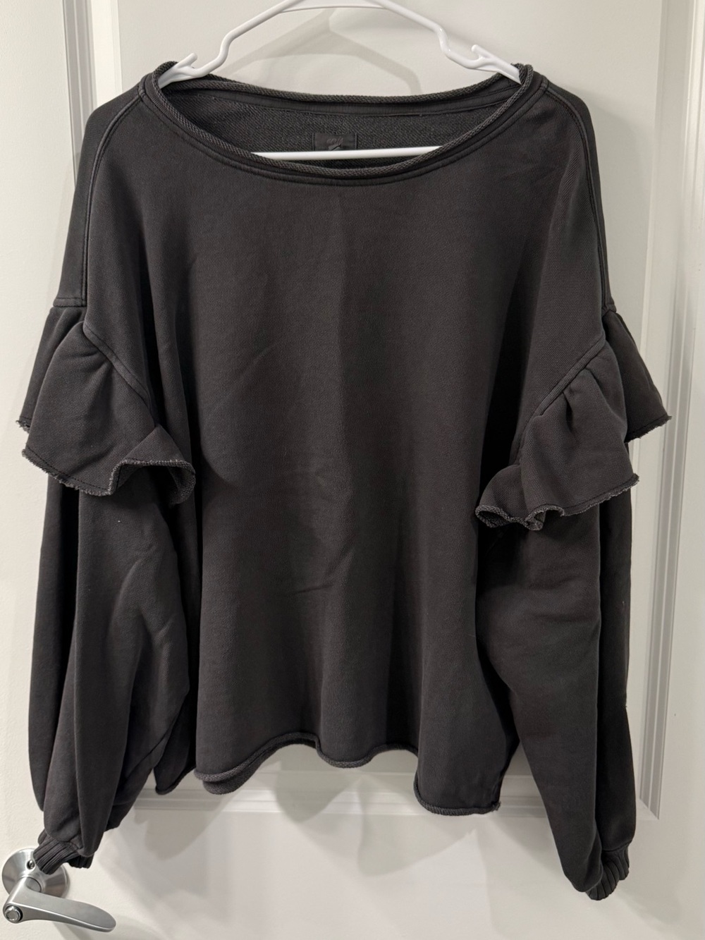 aerie Ruffle-Sleeve Crewneck Sweatshirt